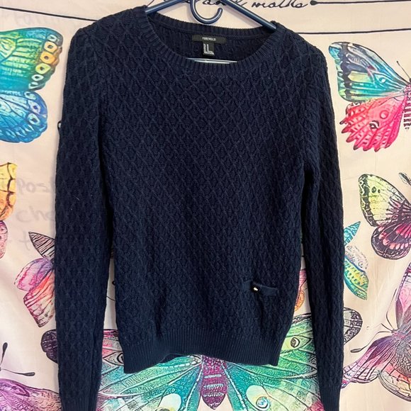 Dark Blue Knit Sweater - Picture 7 of 10